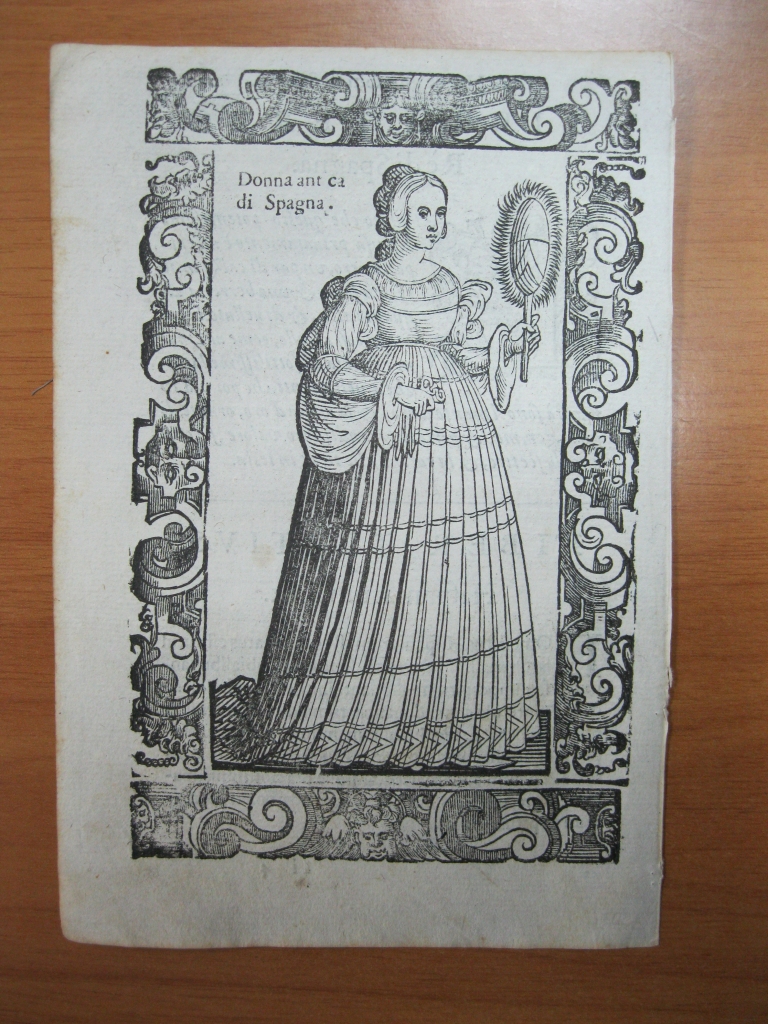 Xilografía de una mujer noble de España, 1598. Vecellio/Sessa